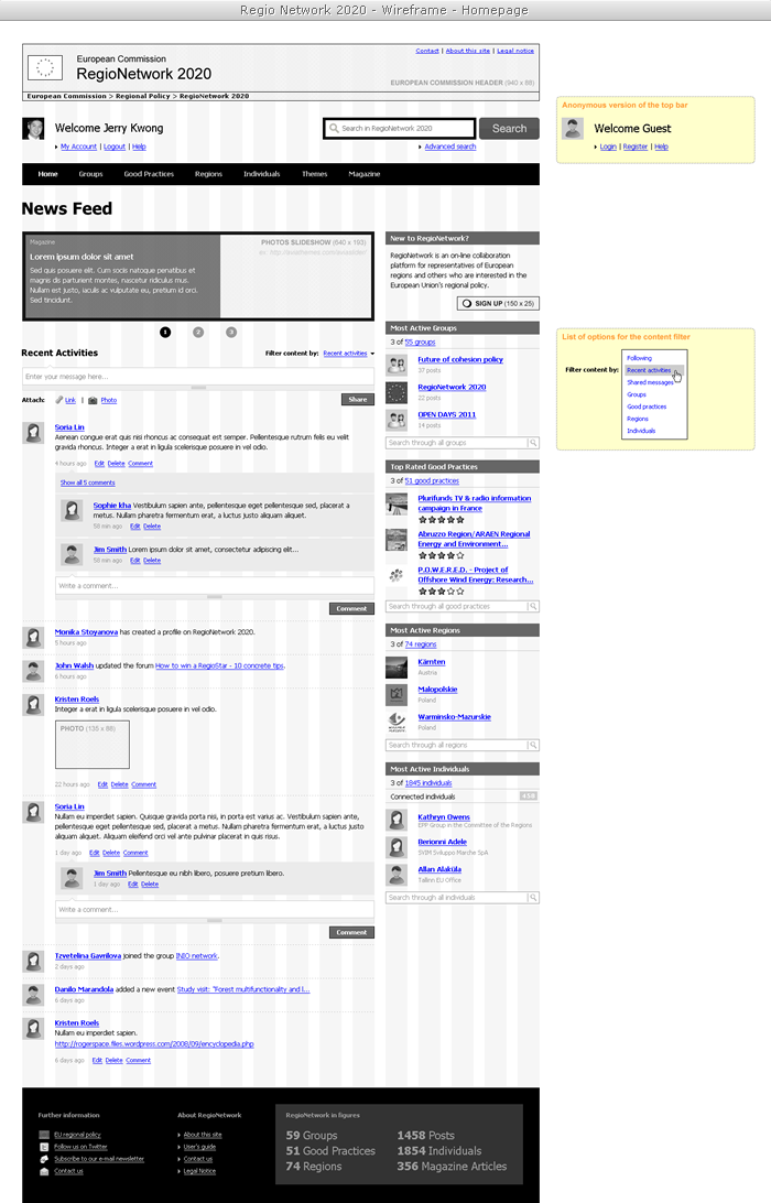 Regio Network - Wireframe - Homepage